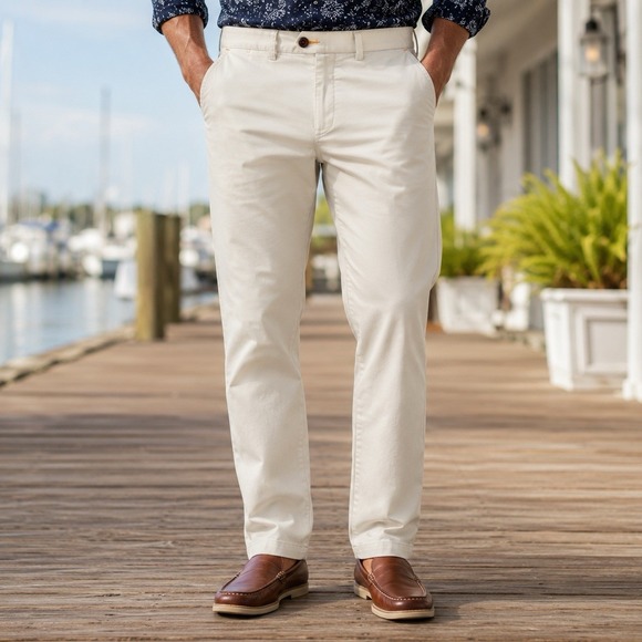 Robert Graham Other - Robert Graham Kipling Mens 40x34 Ivory Pima Cotton Stretch Tailored Chino Pants